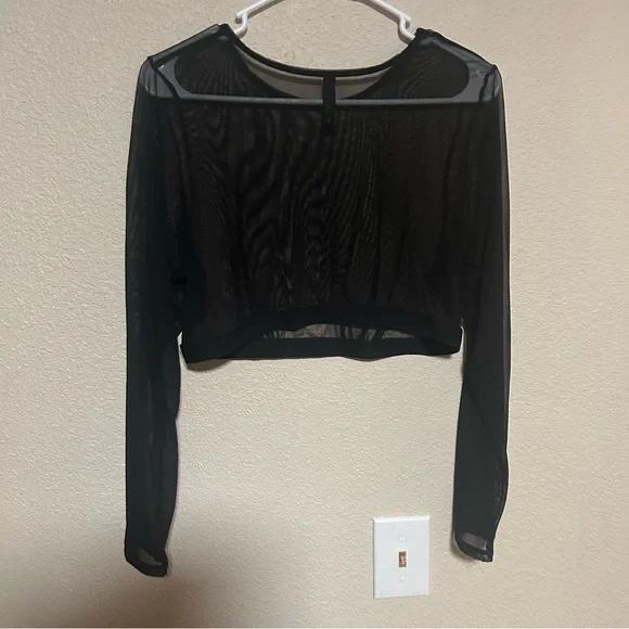Torrid Mesh Black Long Sleeve Crop Top - Picture 5 of 8
